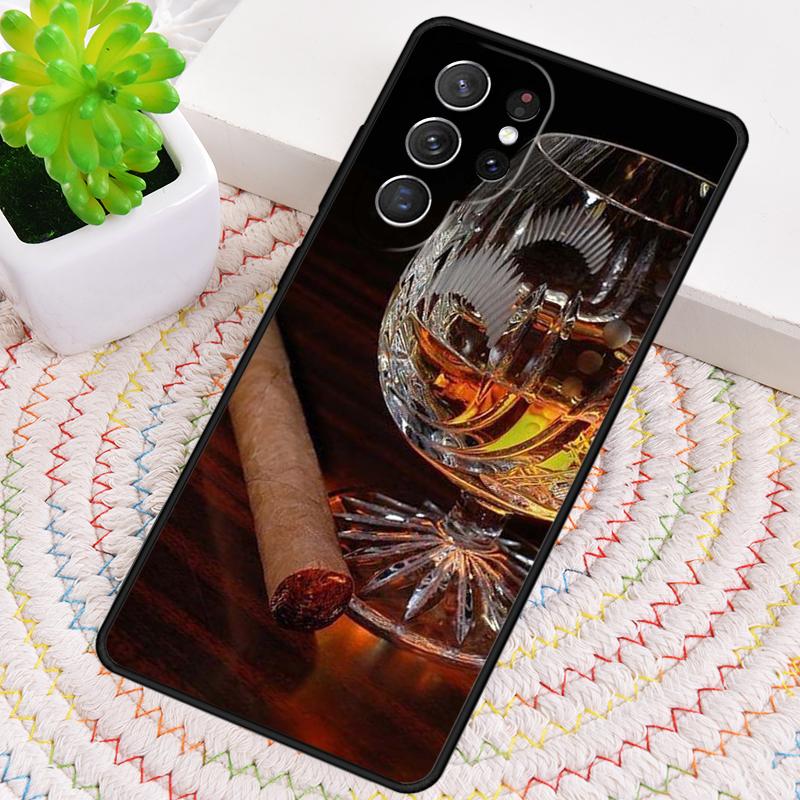 Cigar Whiskey Ice Drink Phone Case for Samsung Galaxy note 10 pro S26 Ultra S23 S24 FE S25 S21 S22 PLUS shockproof Cove