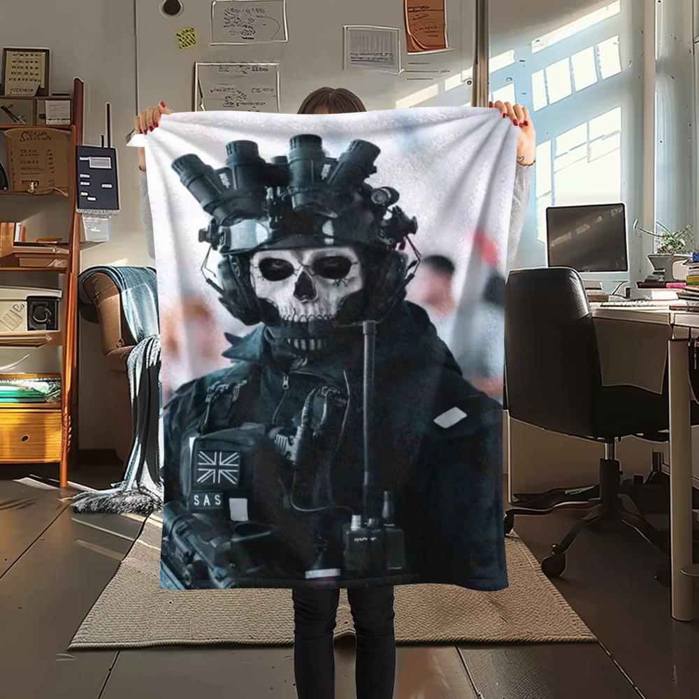 1PC GHOST Print Flannel Blanket, High quality Comfortable for All Seasons, Home Decor, Warmth and Comfort, Perfect for Christmas Gifts160