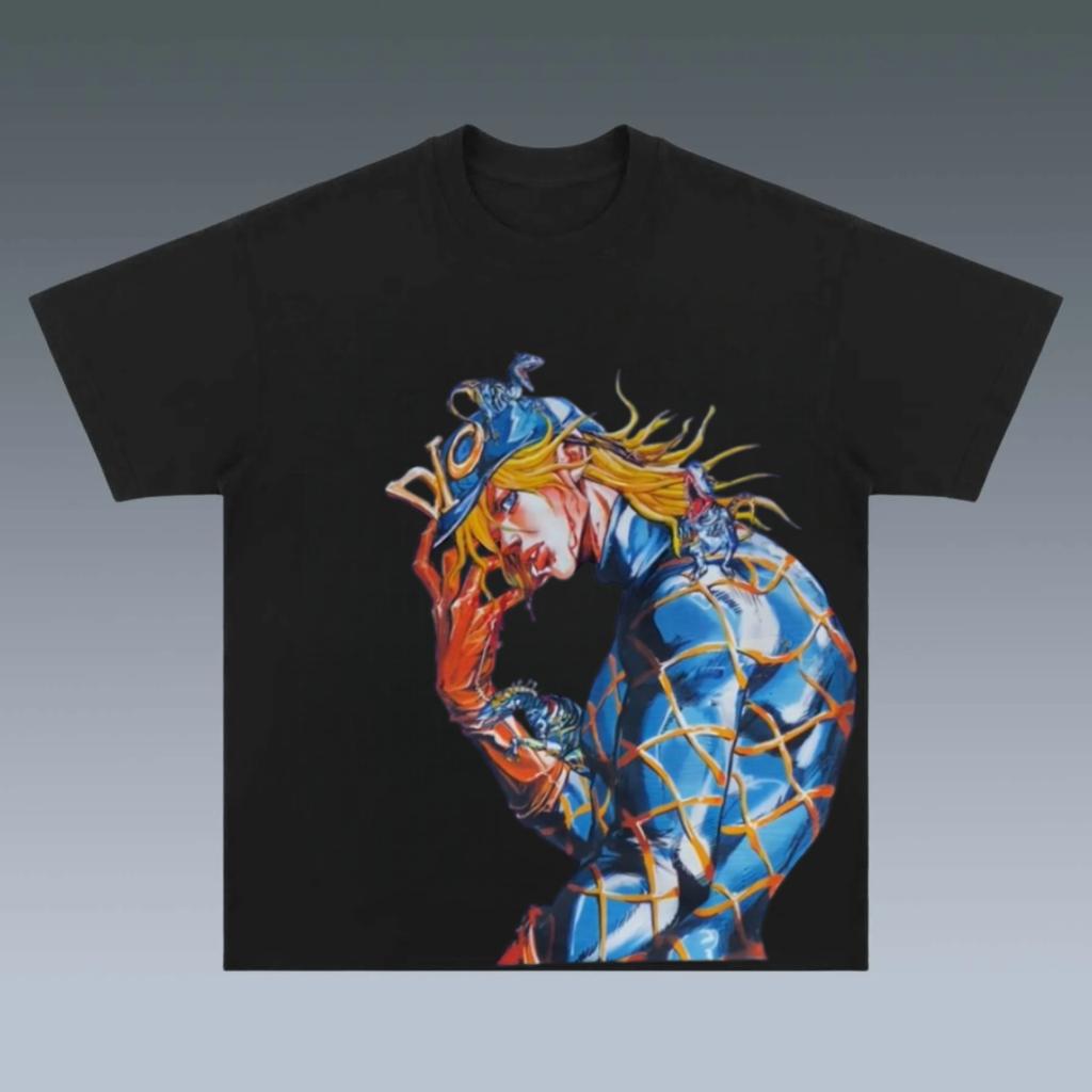 2025 Summer JoJo Bizarre Adventure Cotton Men Women Crewneck Anime T-Shirt for Fan High Quality Unseix Oversize T-shirt