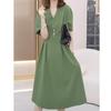 European summer chic design waist pinched small temperament dress fat mm thin large size knee casual skirt