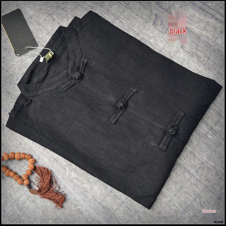 Men's Long-Sleeve Cotton Linen Chinese-Style Tang Suit Jacket - Spring Retro Button Zhongshan Design