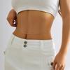Hip Hop Simple Retro Metal Thin Chain Waist Chain, Sexy Geometric Round Beads Single-Layer Body Chain For Women