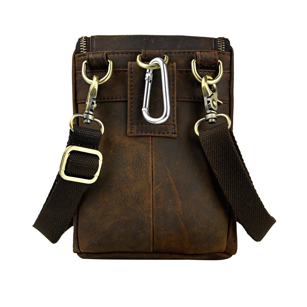Echte Leder Kleine Umhängetasche, Schultertasche, Hüfttasche, Multifunktionale Tasche mit Handyfach, Hüftgurt-Tasche, Le'aokuu Herrentasche, Tasche, Klettverschluss