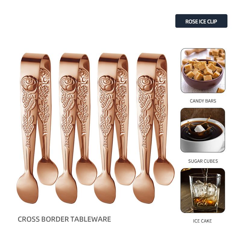 4PCS Ice Cube Clips Stainless Steel Lump Sugar Tongs Home BBQ Food Clip Party Bread Dessert Ice Clamp Bar Kitchen Serving Tools