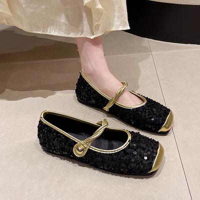 Flacher Mund, duftendes Ballett, minimalistische Einzelschuhe mit flacher Unterseite für Damen, 2024 neue französische Mary-Jane-Schuhe mit quadratischem Kopf