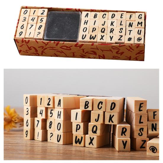 40Pcs/Set Elegant English Pattern DIY Stamp Beautiful Handmade Wood Craft Stamp for