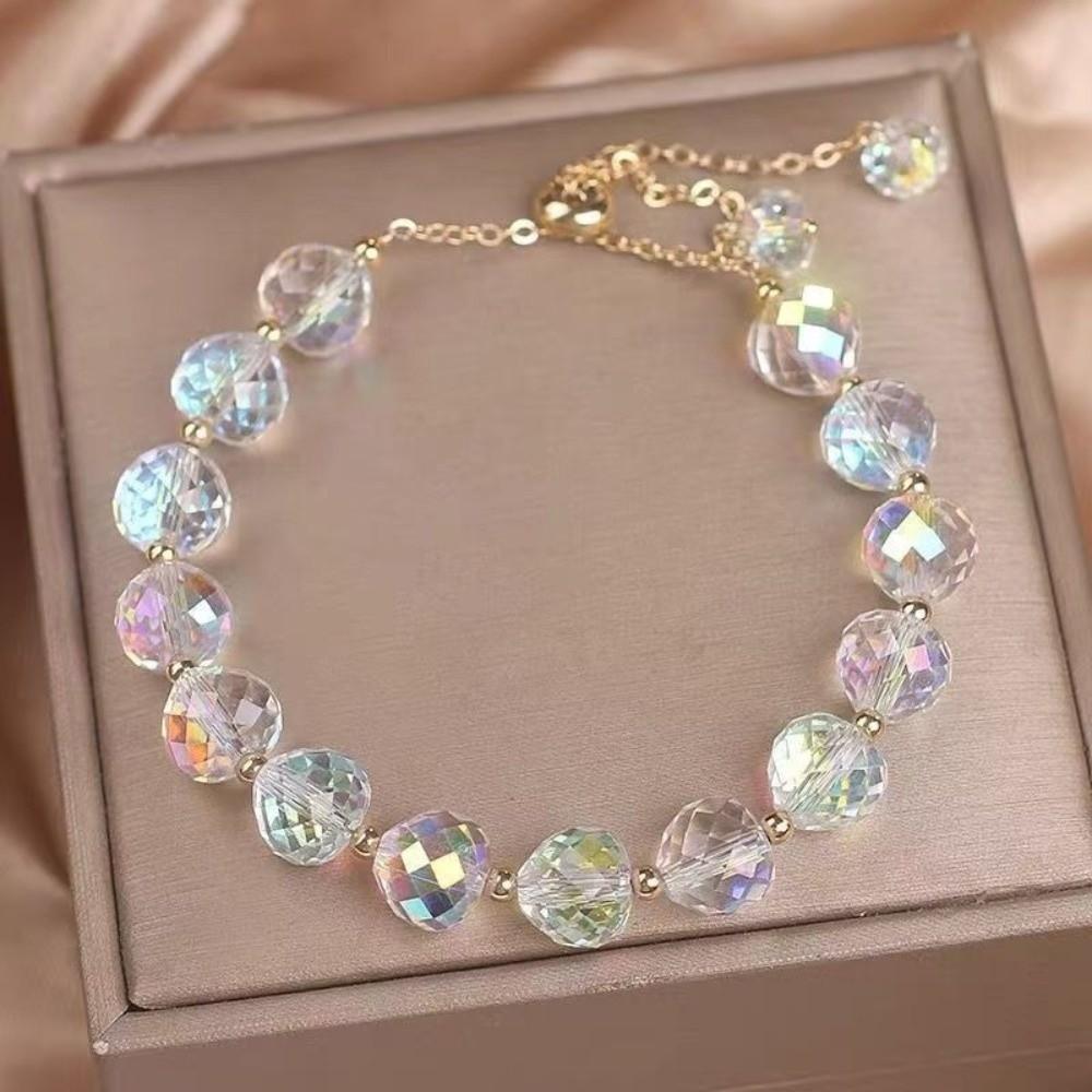 Shiny Crystal Stone Beads Bracelet Fashion Hand Chain New Elasticity Rope Bracelet Daily