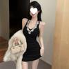 Street Style Diamond Embellished Sleeveless Dress With Turtleneck For Elegant Women