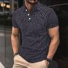Trendy short-sleeve polo shirt with abstract line print, perfect for casual daily wear.