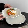 BRIrregular Lotus Leaf Ceramic Dessert Plate Porcelain Plate Western Tableware Cake Tray Dishes and Plates Dinner PlatesEY