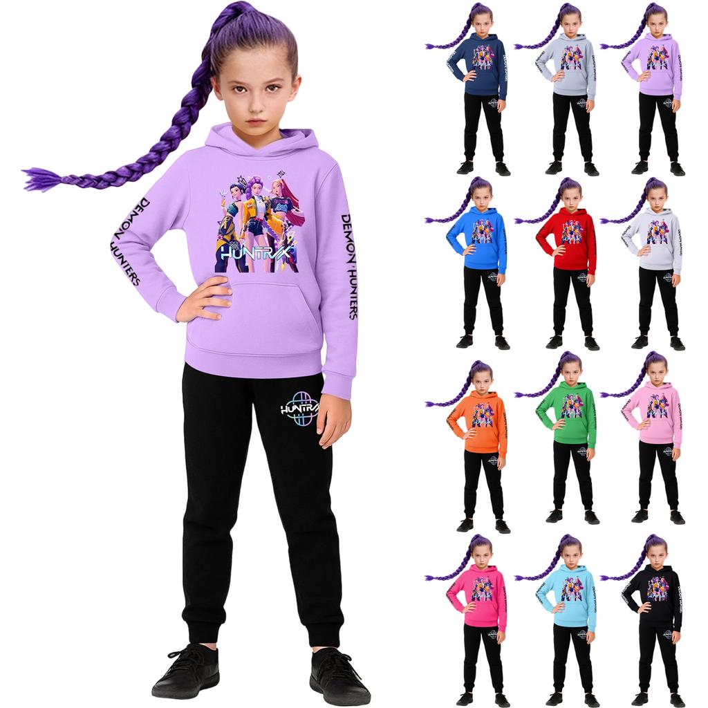 Kinder Mädchen Langarm Kapuzenpullover und Hose Set für Kleinkinder und große Kinder 2-teilige Outfits