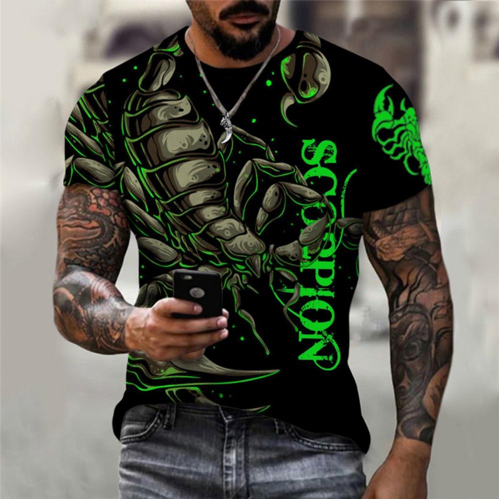 3D Print Scorpion T Shirt For Men Cool Animal Pattern T-Shirts Summer Casual Loose T-Shirts O-Neck Tops Short Sleeves