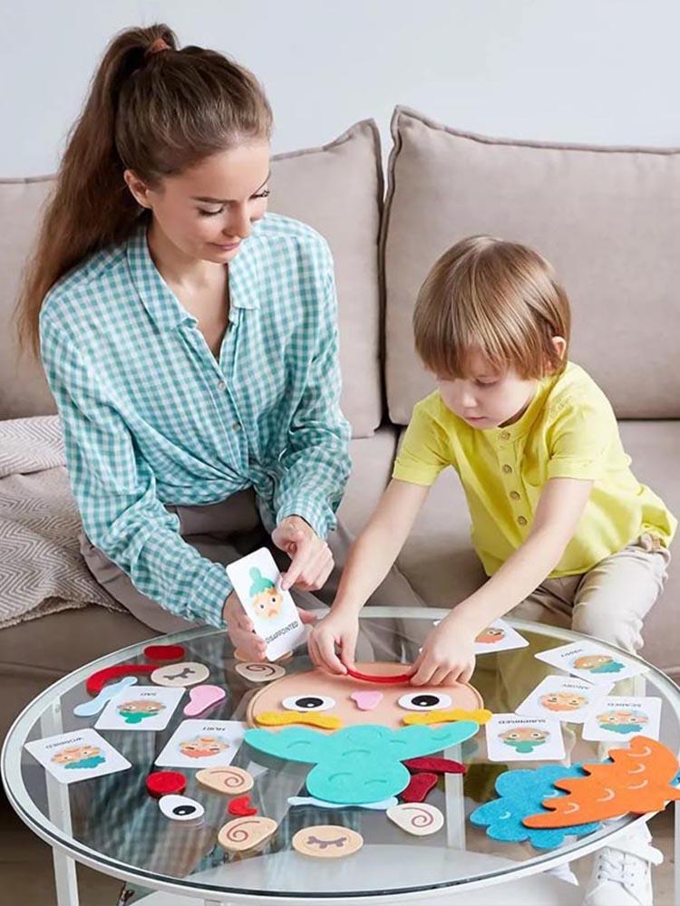 Felt Children Diy Expression Stickers Toys Kindergarten Toy Stickers Facial Features Change Montessori Expression Education Toys