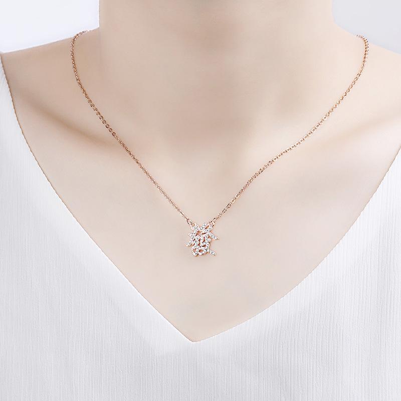 BELLA BOX 2025 Vacation-style Chinese Trend Creative Wealth Chinese Character Full Diamond Necklace Women's Collarbone Chain