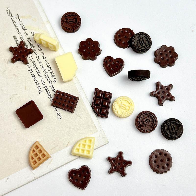Simulation Chocolate Cookies Hot-Selling Nail Art Decorations Mixed Cute Round Cookies and Pentagram Nail Art Decoration Material Kit