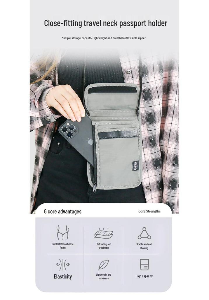 RFID Blocking Anti-Theft Lanyard Bag for Keys & Passport