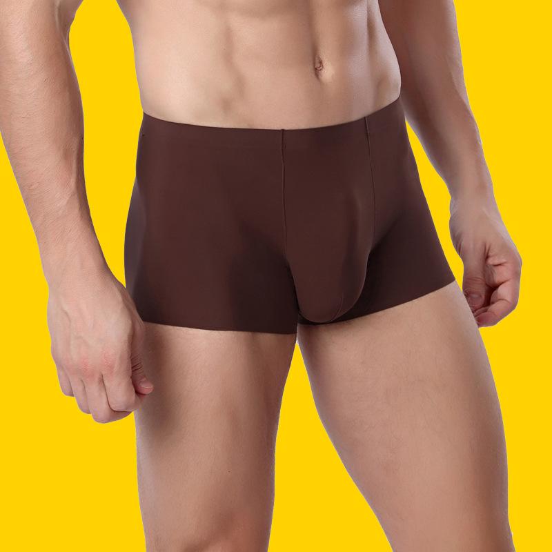 Men's Plus Size Summer Ice Silk Moisture-Wicking Seamless Quick-Dry Boxer Briefs