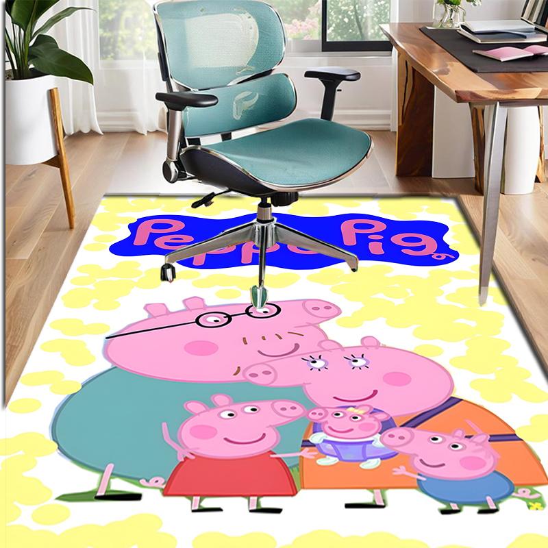 Peppa Pig Pattern Rug, Indoor/Outdoor Mat, for Picnic, Gameroom, Bedroom, Office, Living Room, Home Decor Carpet, Birthday Gift