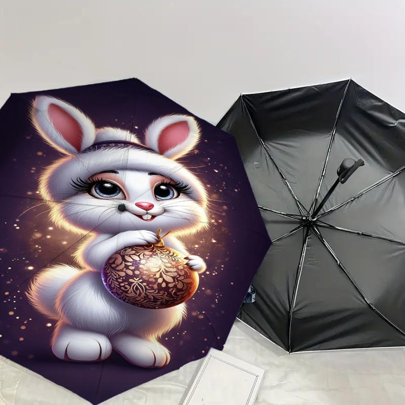 1PC rabbit ornamentAutomatic Open/Close Umbrella with Windproof, 8-Rib Sturdy Canopy, Durable Ribs, Fashionable Design1234A