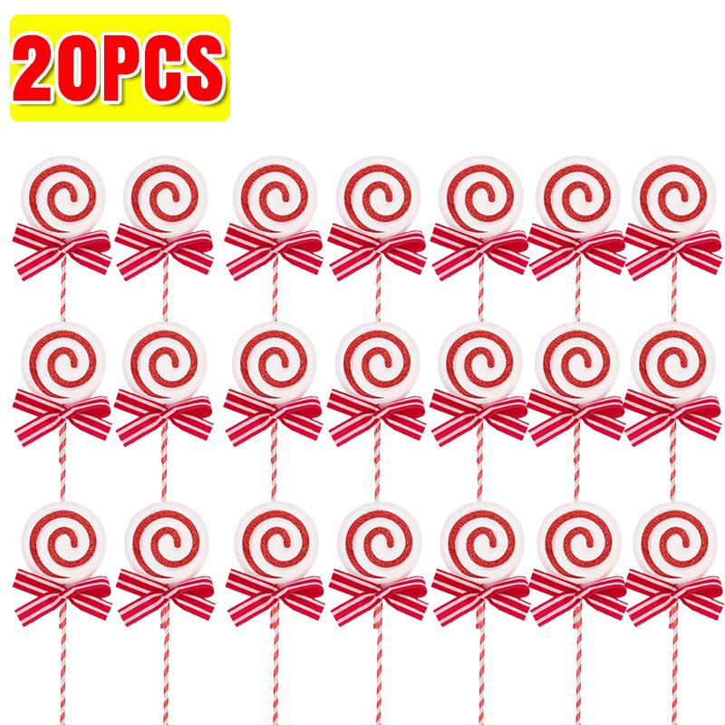 Christmas Lollipop Ornaments Plastic Glittery Candy Cane Xmas Tree Hanging Pendants Home Party Festival New Year Decors Gifts