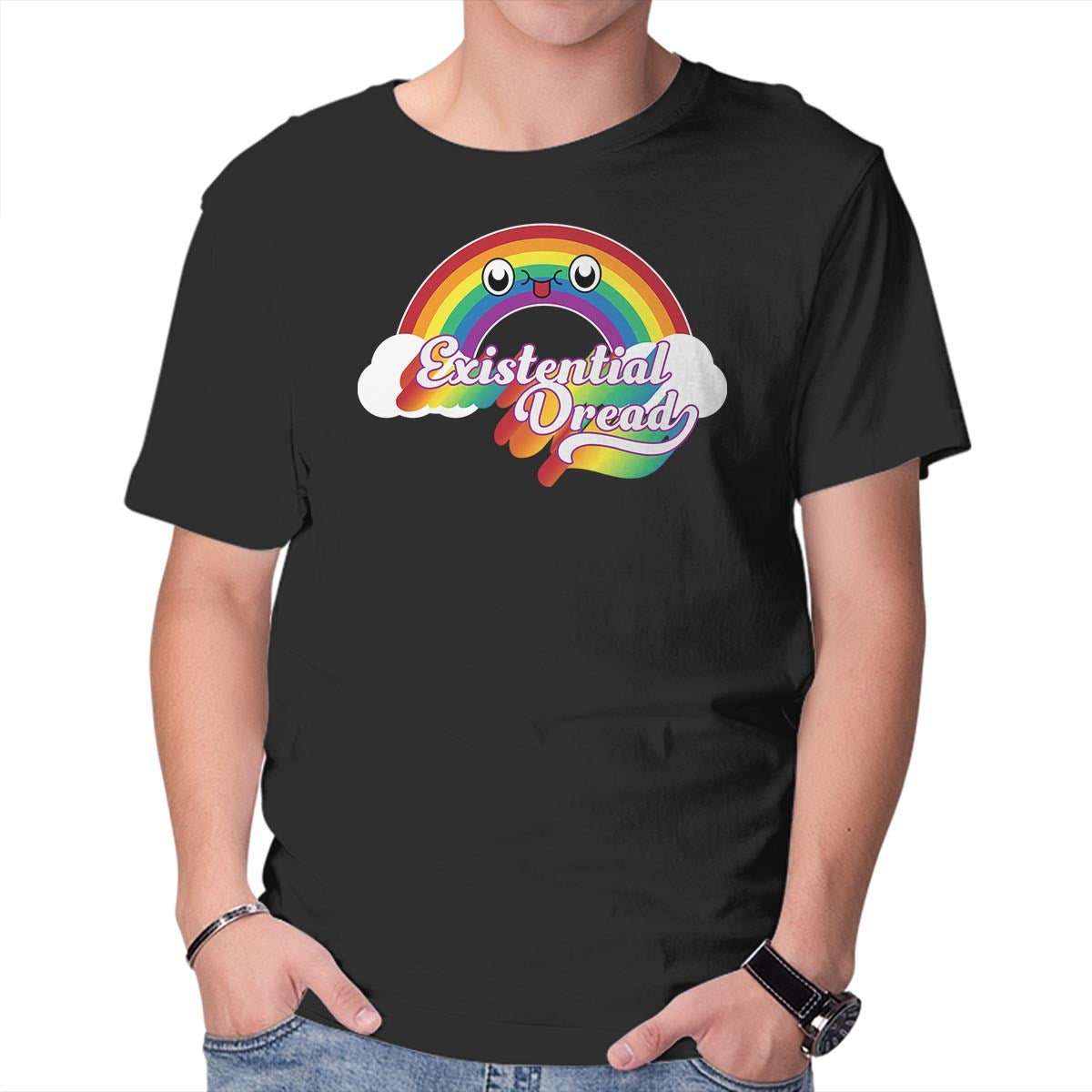 Unisex Crew Neck T-Shirt Existential Dread Graphic Short Sleeve Casual Tee S