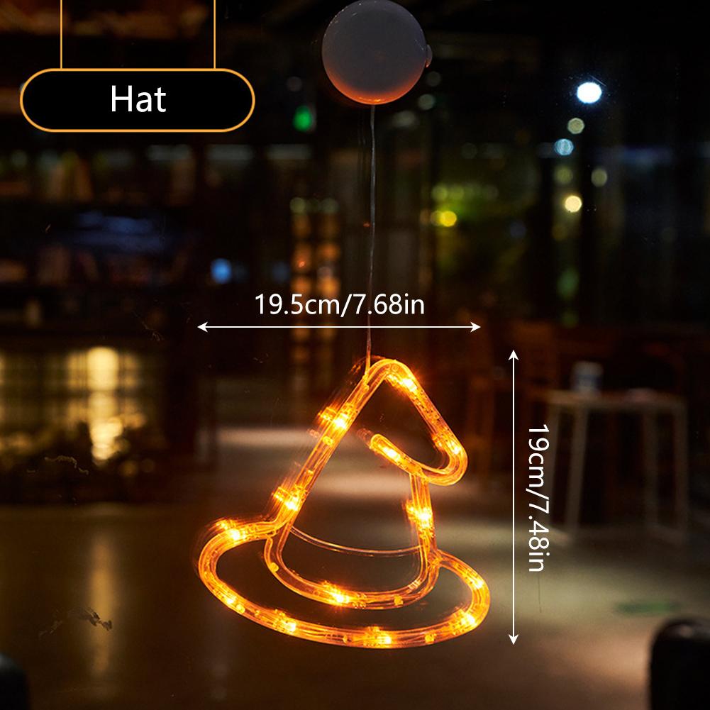 Halloween LED Lights Battery-Powered Ghost Pumpkin Hanging Party Lights for Windows