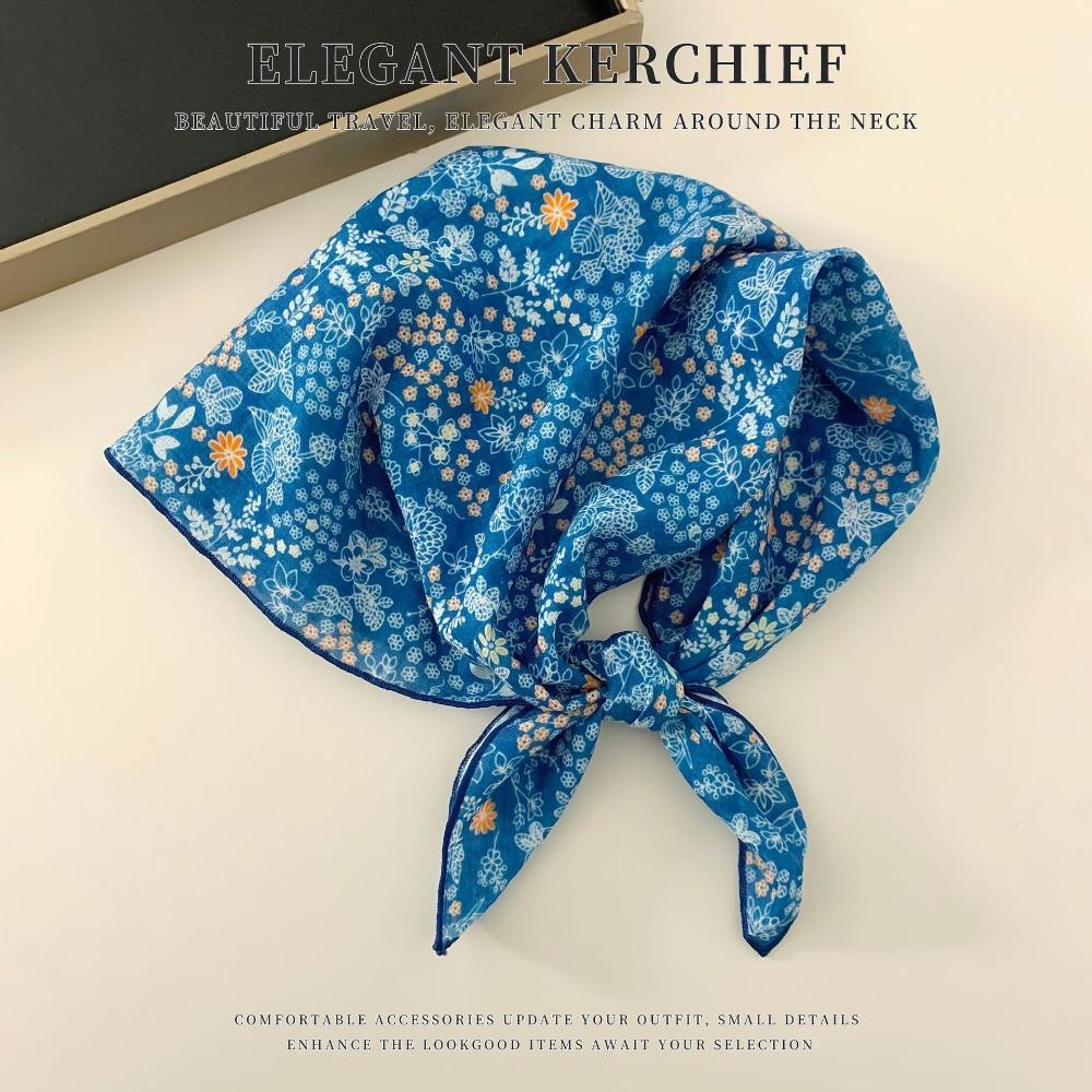 

Flower Cotton Linen Print Scarves Cherry Printed Silk Scarf Square Handkerchief Scarf Accessories Style 12