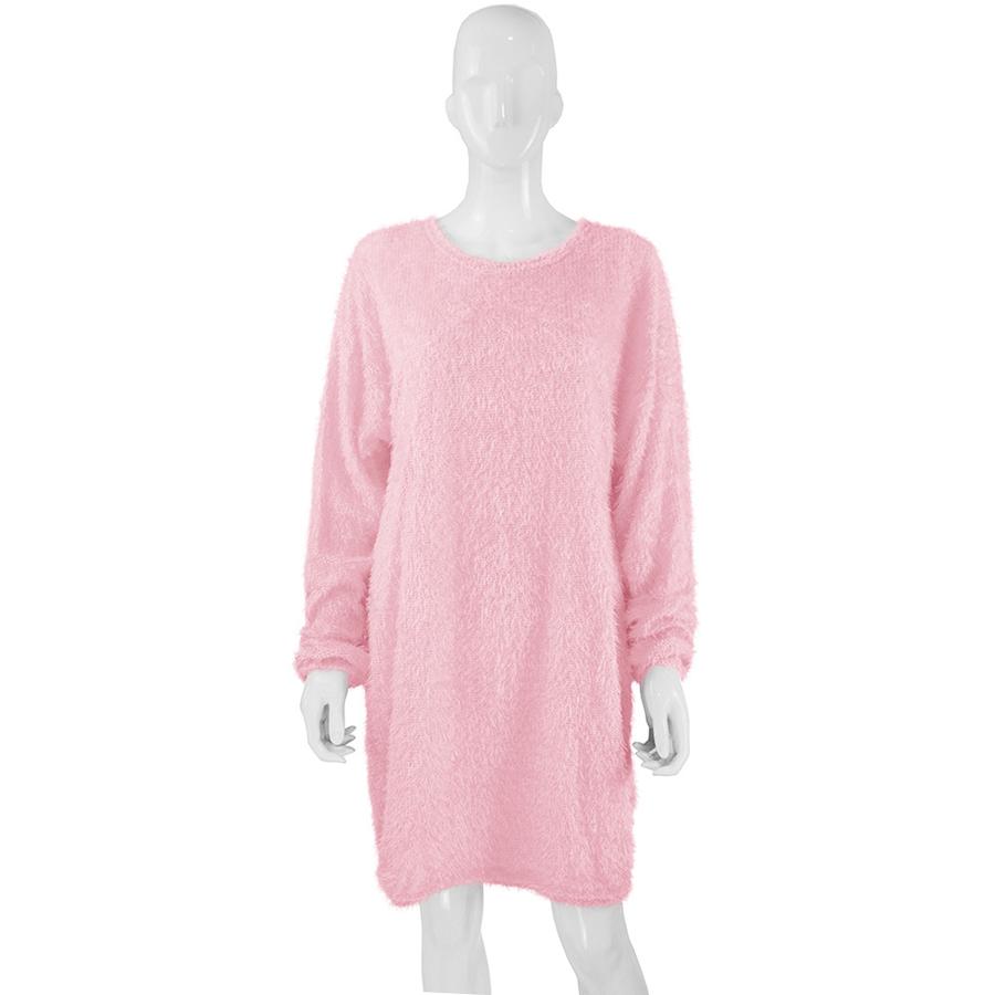 Fall Winter Women's Long Sleeve Loose Knit Fleece Maxi Dress