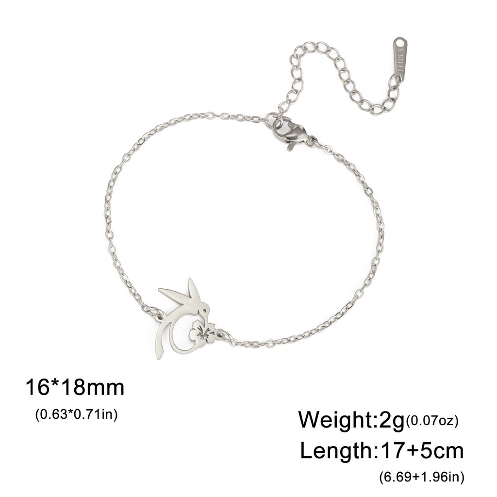 Fashion Hummingbird Honey Collection Bracelet Stainless Steel Double layered Hummingbird Flower Bracelet Animal Jewelry