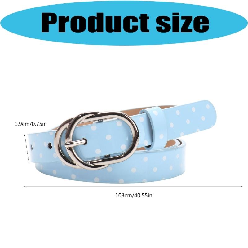 Glossy Dot Print Waist Belt with Oval Pin Closure, Adjustable Skinny Belt for Jeans, Skirts, Dresses, and Daily Styling
