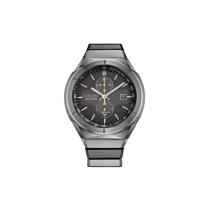 

CITIZEN Eco-Drive Series 100 Meters Waterproof Hidden Crown Ratchet Bezel Solar Quartz Titanium Strap 44mm Men s Watch Black Dial CA7058-55E чорний