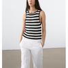 MD Summer Women Clothes Navigation Series Black and White Stripe Lace Knitted I-Shaped Vest Sleeveless T-shirt Top 6811701