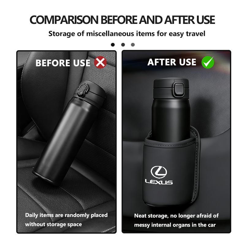 Car Seatback Water Cup Box Leather Mug Drinks Storage Bag Accessories For Lexus RX350 IS250 IS200 GS300 LX570 RC350 UX250h ES350