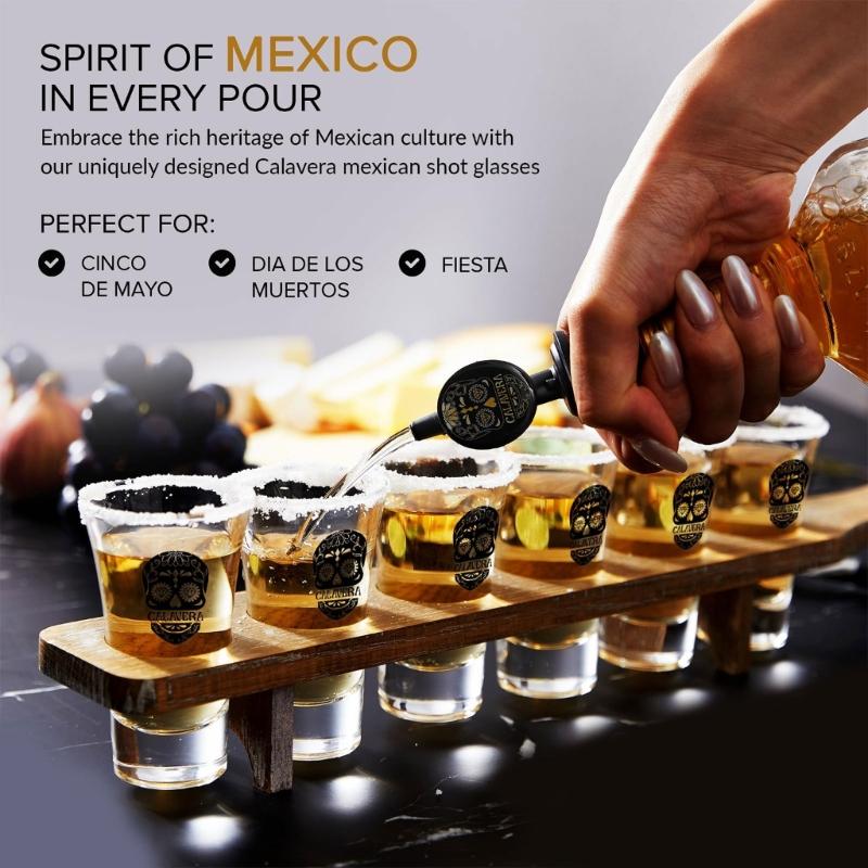 6 Holes Wooden Stand for Tequila Shot Glasses Presentation Tray Large Capacity Display Storage Solution