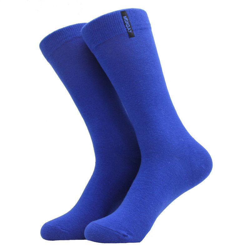 

Men s Cotton Work Socks Solid Color British Style Business Weekly Dress Socks 1 Pair синій