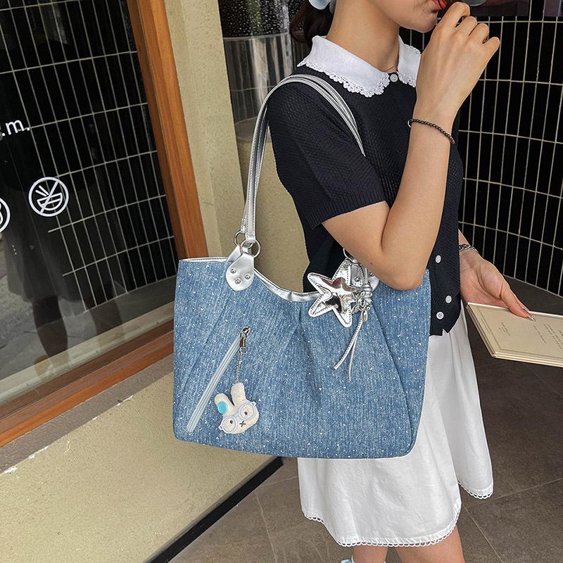 Korean Retro Polka Dot Tote Bag: Versatile, High-Capacity College Style Shoulder Handbag
