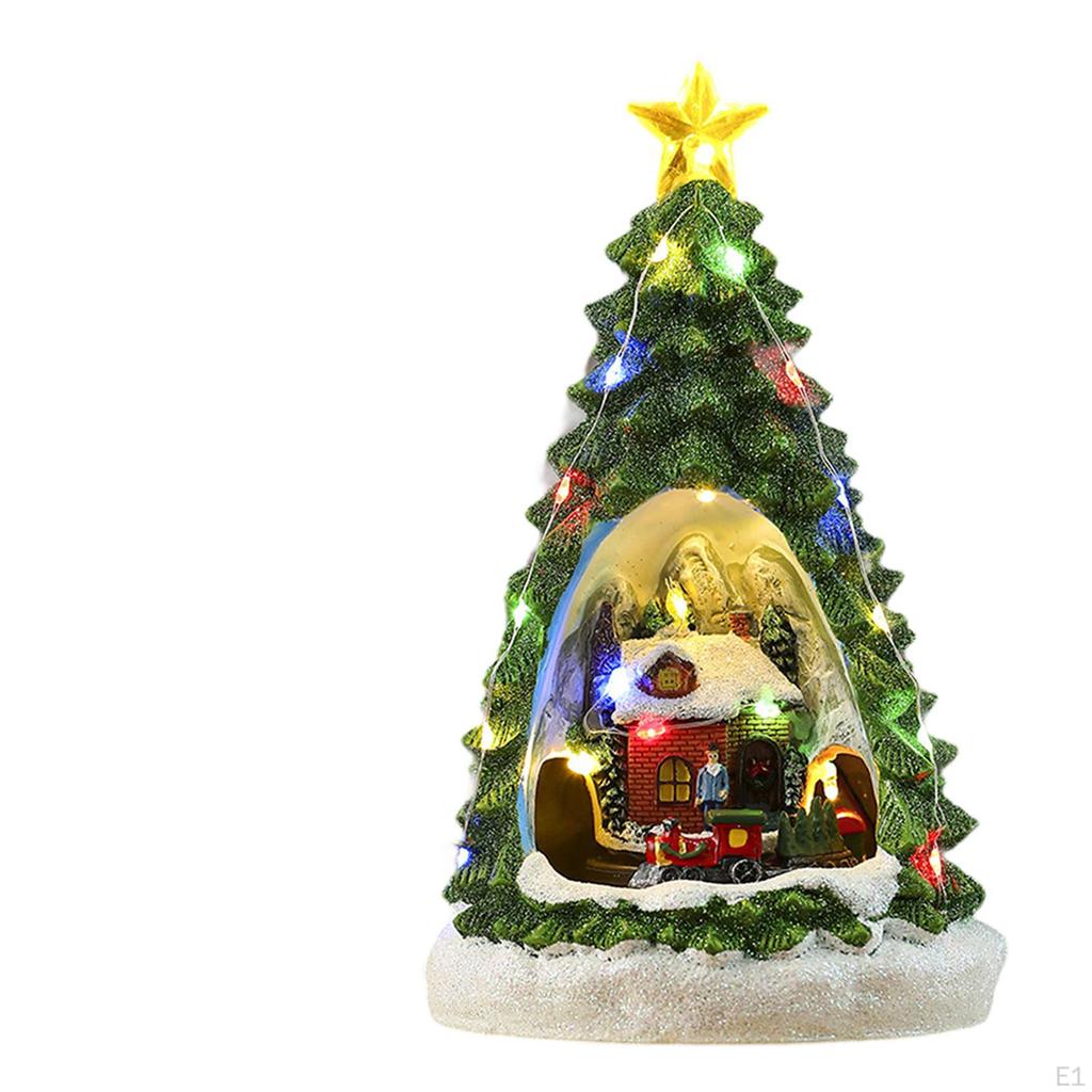 Christmas Music Box House Decor Photo Props Sculpture with Light for Bedroom