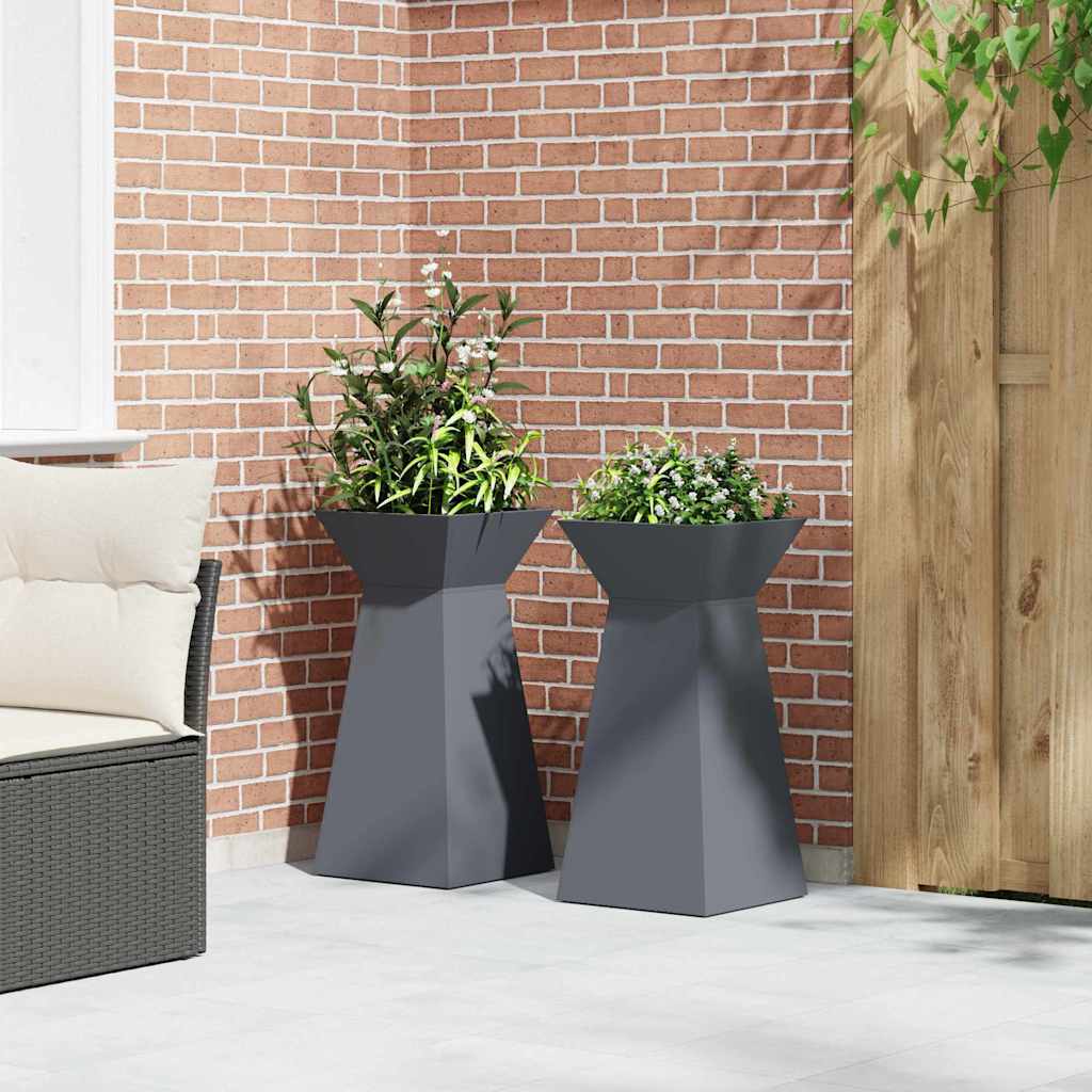 Column Planter 2 Pcs Anthracite 35 X 35 X 73 Cm