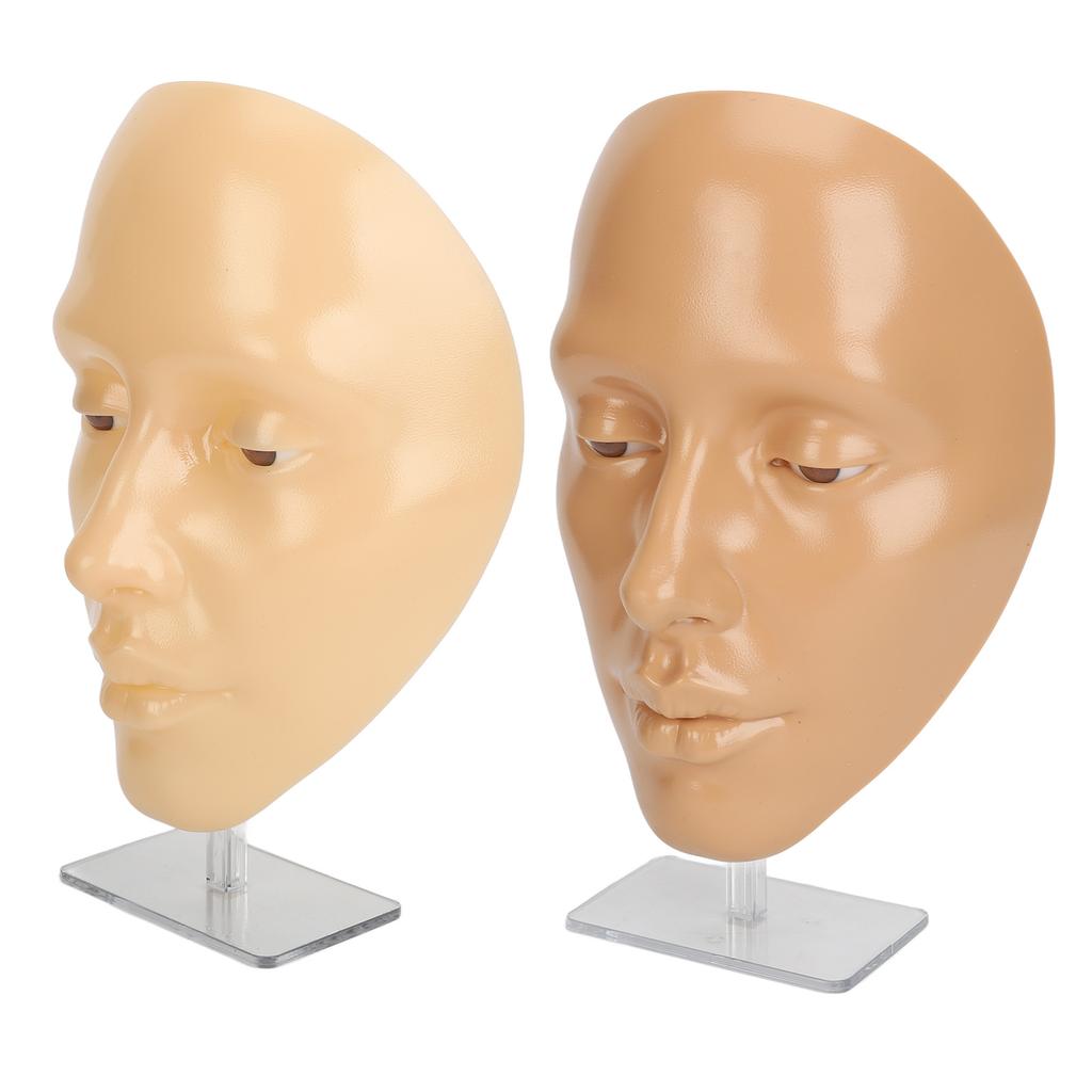 2 Set Makeup Practice Face 5D Silicone Full Face Makeup Mannequin Face with Stand for Emerging