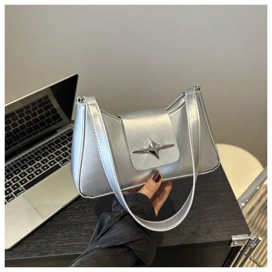 

2026 Classic Small Wallet Women s Handbag Retro PU Leather Women s Shoulder Bag Daily Women s Underarm Bag срібний