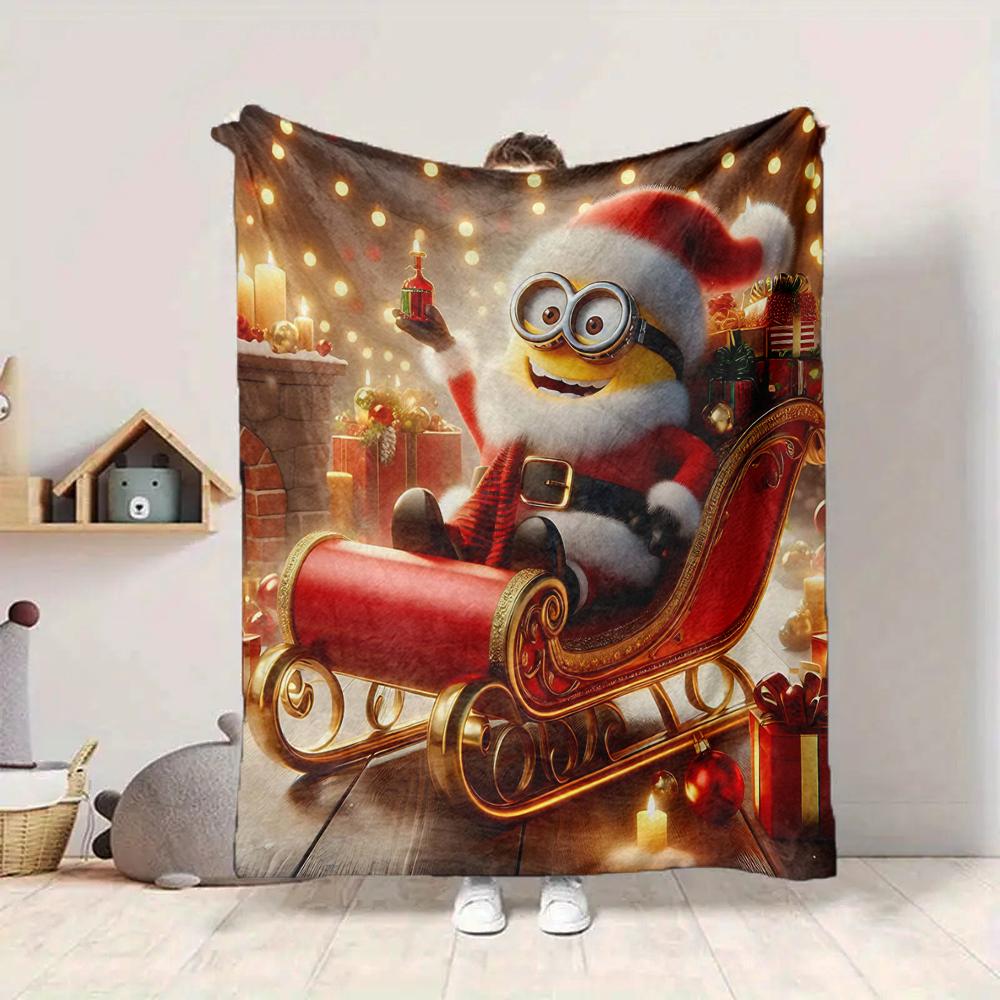 1Pc Christmas Minion Celebration Blanket Soft And Comfortable Casual Warm Camping Travel Christmas Halloween Gift M91744