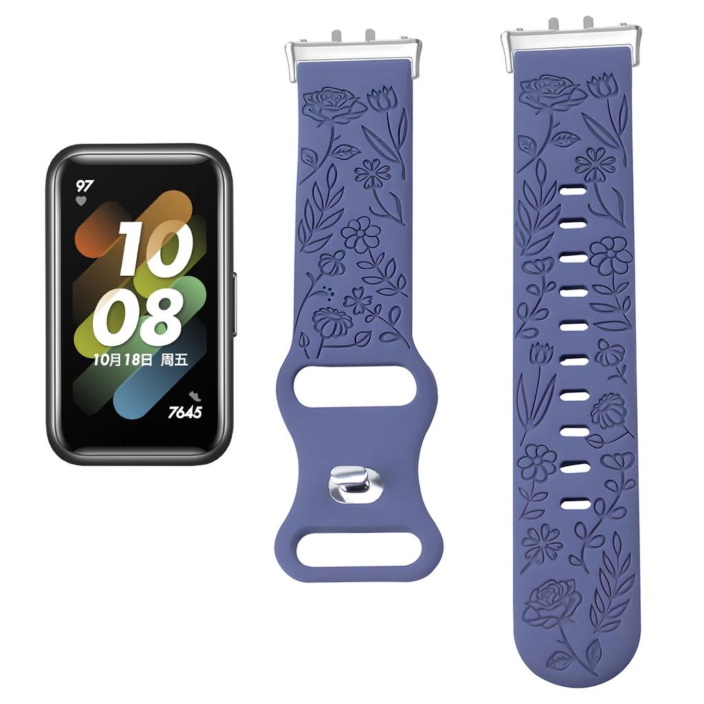 Prints Design Strap for Samsung Galaxy Fit 3 Watch Band Silicone Engraving Bracelet for Samsung Galaxy Fit 3 Floral Wristband