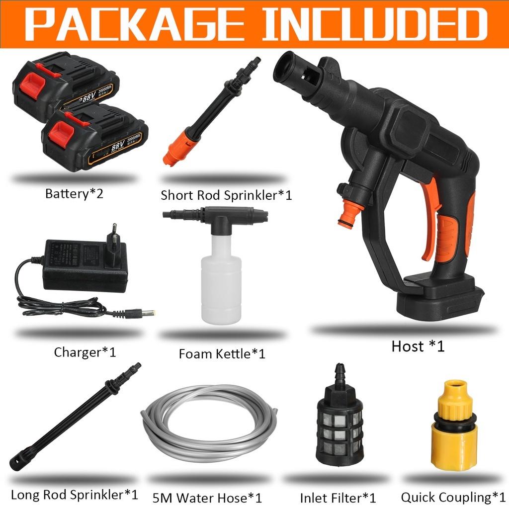 88V 50Bar Wireless Car Washer High Pressure Car Wash Water Gun Portable High Pressure Washer Foam With 20000 mAh Battery