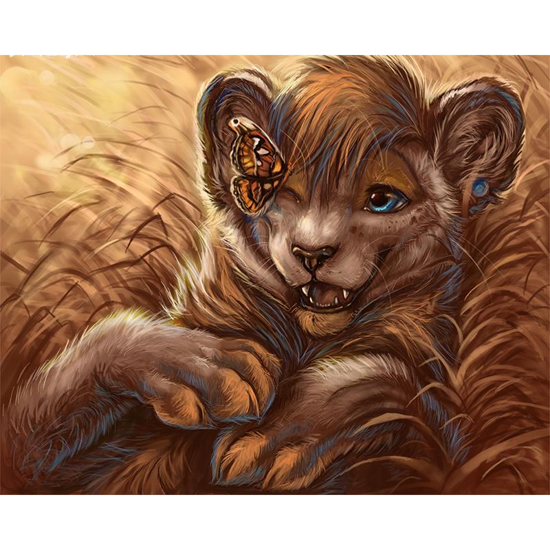 

5D Алмазная картина Религиозный комплект Животное Алмазная вышивка Продажа Лев Алмазная мозаика Украшение Full Round 20X30CM оранжевый