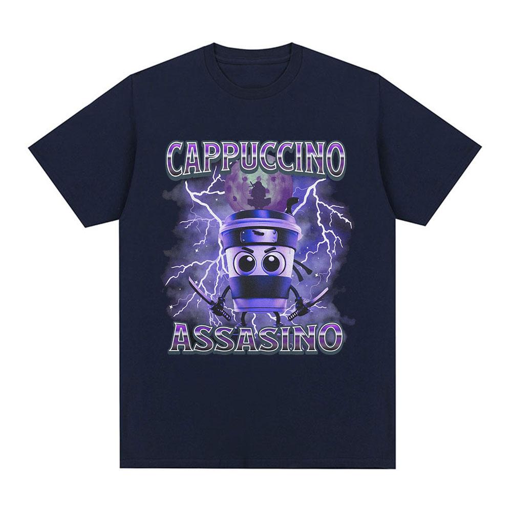 Cappuccino Assasino Italienischer Hirnzerfall Lustiges Meme T-Shirt Herren Damen Mode Vintage T-Shirts Männlich Lässig Humor Übergroßes T-Shirt