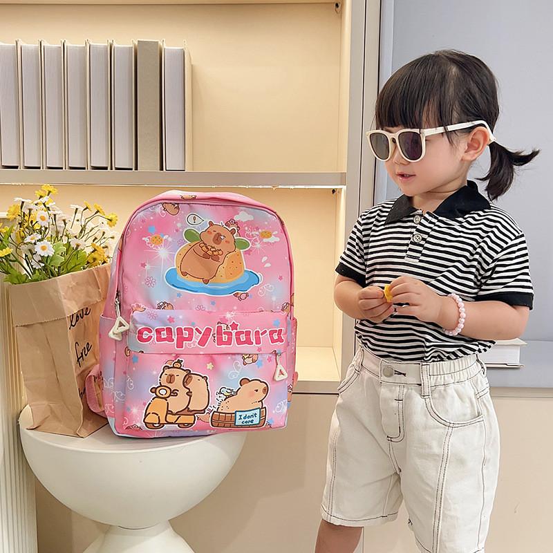 Cartoon Capybara Cute Car Bath Singing Printed Children Large Backpack Capacity
