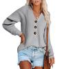 Autumn Winter Women's Button Front Knitted Pullover V Neck Sweater Long Sleeved Knitwear Luxurious Relaxed-fit Slimming and Versatile Top
