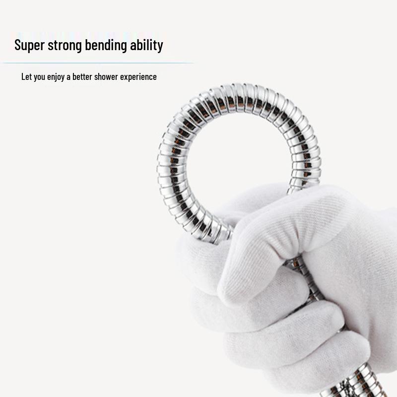 European & Japanese Style High-Pressure Shower Hose: 1.5-2m, Cold/Hot Water, Copper Cap, Stainless Steel, Double Buckle