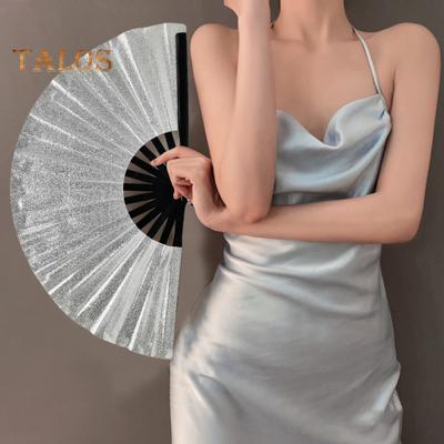 Rave Folding Hand Fan Glitter Holographic Handheld Fan Rave Party Dancing Clap Fan for Festival Club Performance