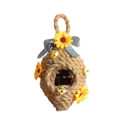 Bienenfest Gewebtes Seil Wabenanhänger mit Sonnenblumen Basteldekoration für Zuhause Garten Terrasse